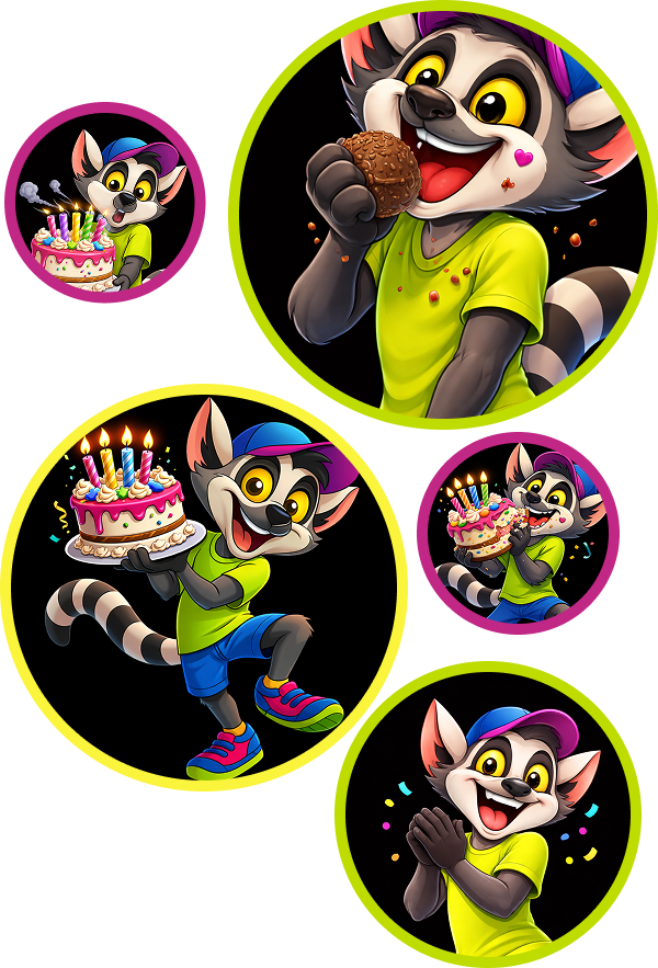 Colagem de fotos do mascote da Flip Park